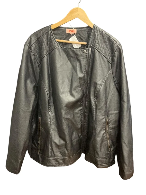 Jacket Moto By Evri In Black, Size: 2x