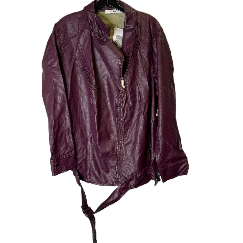 Jacket Moto By Just Fab In Purple, Size: 3x