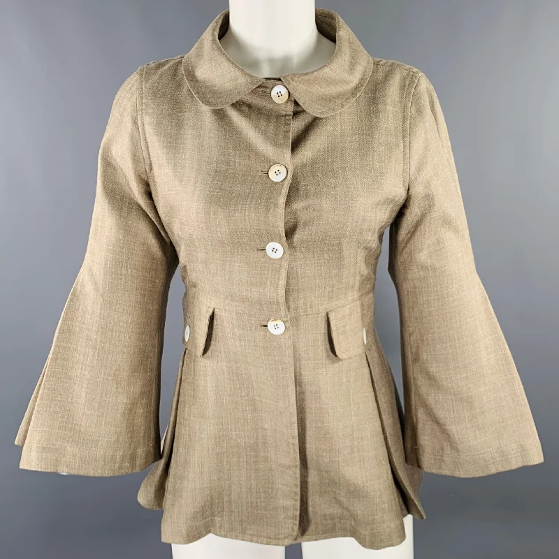 MARIA LUISA B Size 6 Beige Taupe Linen Blend Jacket Blazer