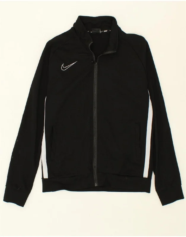 NIKE Womens Tracksuit Top Jacket UK 14 Large Black Colourblock Cotton