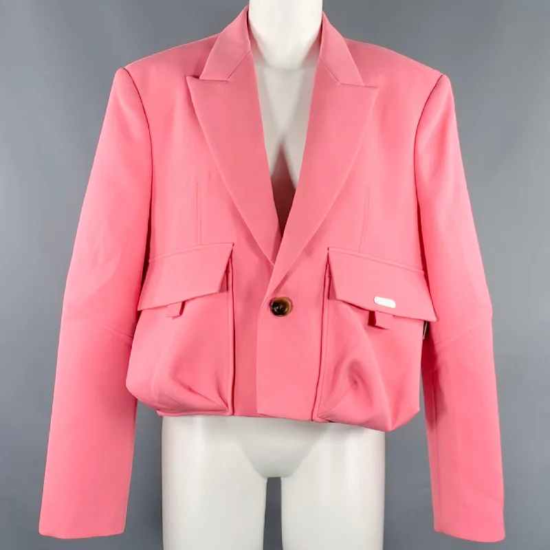 PRIVATE POLICY Size L Pink Polyester Cropped Cargo Jacket Blazer