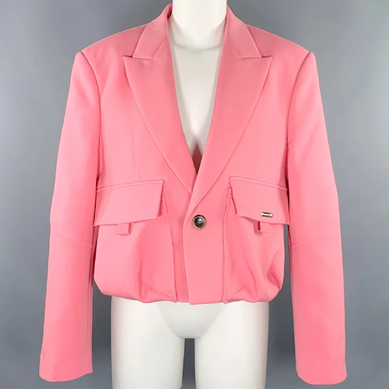 PRIVATE POLICY Size M Pink Polyester Cropped Cargo Jacket Blazer