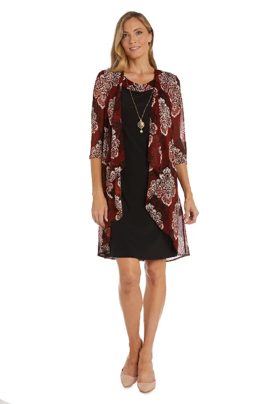 R&M Richards 7607 Short Printed Jacket Mother of the Bride Dress