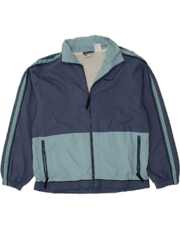 REEBOK Womens Oversized Tracksuit Top Jacket UK 12 Medium Blue Colourblock