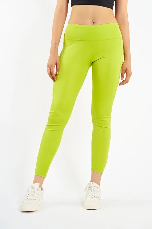 Acid Lime Crucial Basic Leggings Comfortable Fleece-Lined Leggings