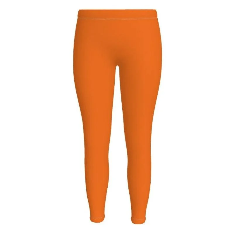 Amai Orange LYCRA® Mid-Rise Leggings Elegant Shiny Black Leggings
