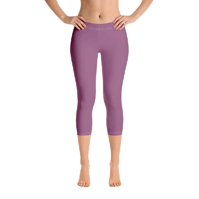 Amai Violet Mid-Rise Capri Leggings Cozy Lounge Pants Leggings
