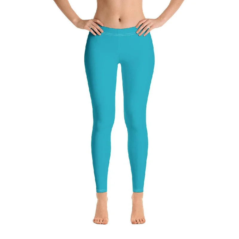 Antina Pacific Blue Mid-Rise Leggings Fashionable Plus-Size Activewear