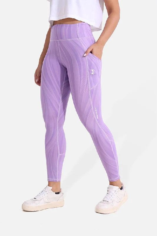 Purple Rose Dynamic Waves Leggings Comfortable Wide-Band Leggings