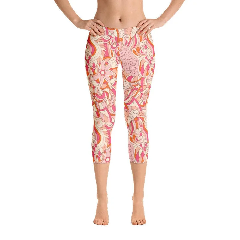 Keki Mid-Rise Capri Leggings Comfortable Zip-Up Leggings