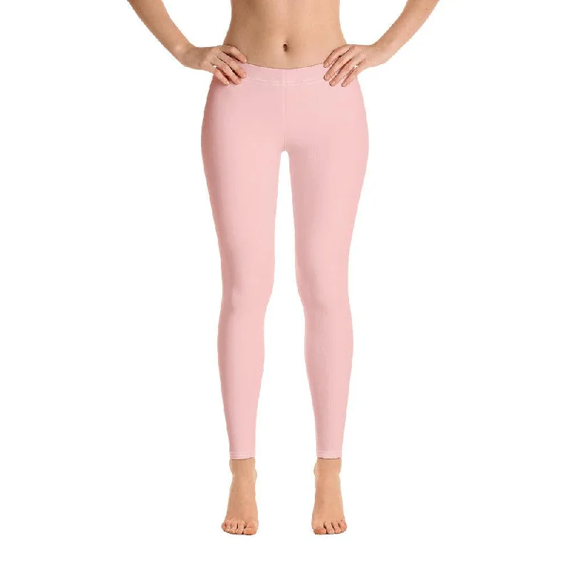 Keki Pink Mid-Rise Leggings Elegant Textured Leggings