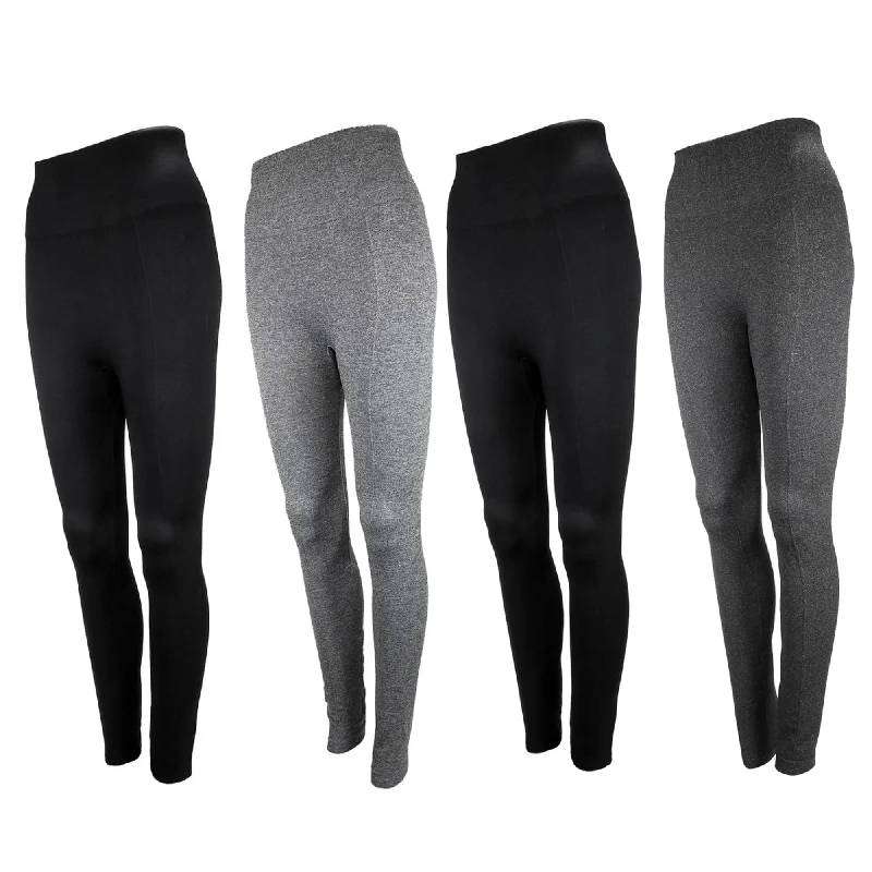 Ladies 2 Pack Fleeced Lined Leggings Stylish Athletic Wear Leggings