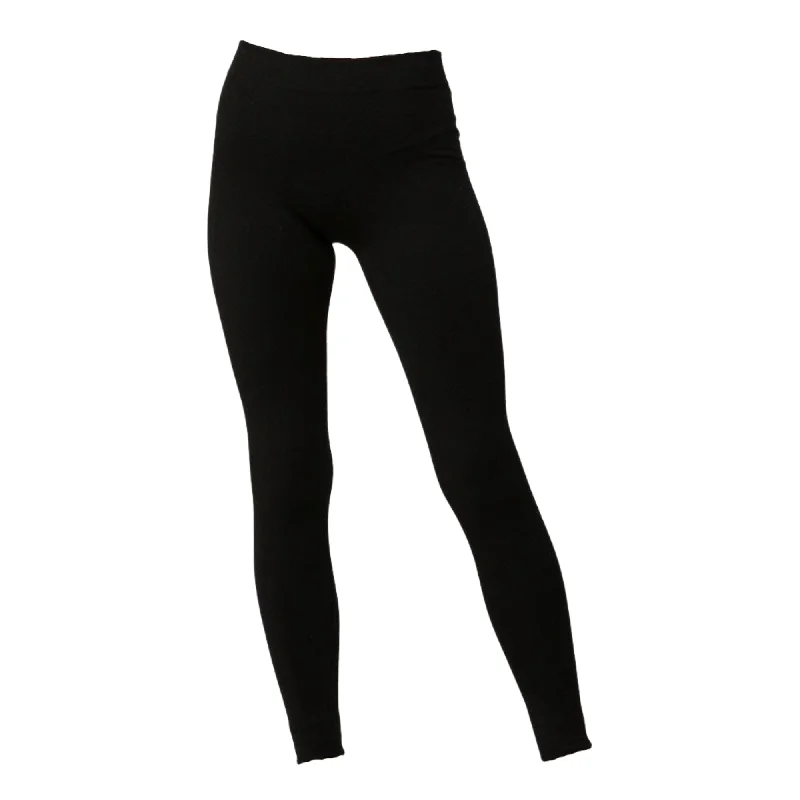 Ladies Comfy Fleece Legging in Black Comfortable Zip-Up Leggings