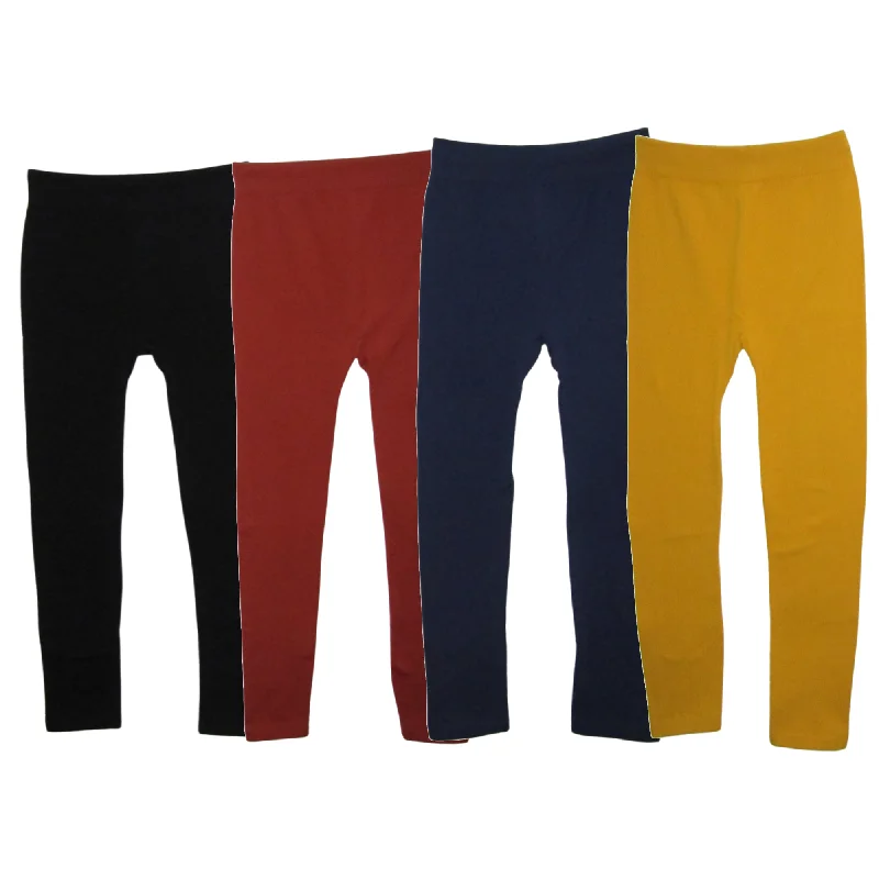Ladies Plus Size Seamless Ribbed Fleece Lined Leggings Comfortable Tummy Shaping Leggings