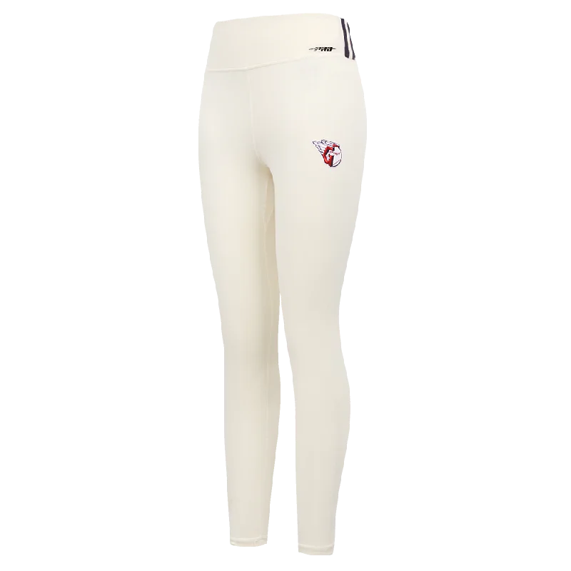 MLB CLEVELAND GUARDIANS RETRO CLASSIC WOMEN'S JERSEY LEGGING (EGGSHELL) Elegant Stretchy Faux Leather Leggings MLB CLEVELAND GUARDIANS RETRO CLASSIC WOMEN'S JERSEY LEGGING (EGGSHELL) Elegant Stretchy Faux Leather Leggings
