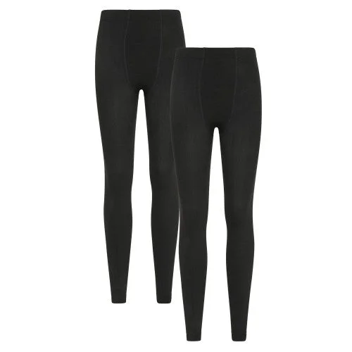 Mountain Warehouse Womens/Ladies Fleece Lined Thermal Leggings (Pack of 2) Fashionable Solid Color Tights