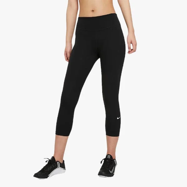 Nike Women's Mid Rise Capri Legging Black Fashionable Leather-Look Leggings