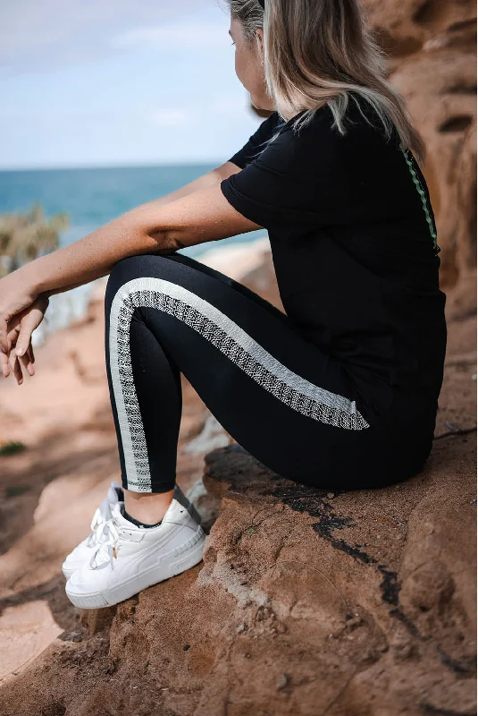 Jetpilot Pacer Ladies Leggings - Black/Grey Cozy Yoga Compression Leggings