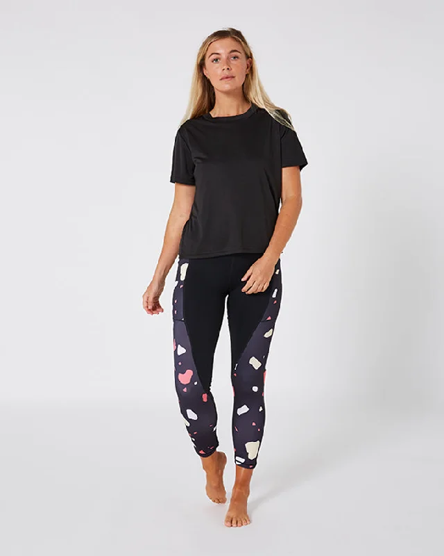Jetpilot Pacer Quartz Ladies Leggings - Black Fashionable Ribbed Knit Leggings