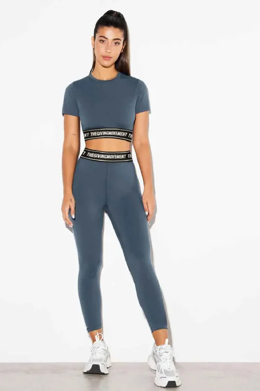 Recycled Legging 24" Branded Elastic Comfortable Power Mesh Leggings