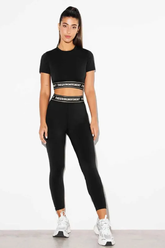Recycled Legging 24" Branded Elastic Cozy Reflective Detail Leggings