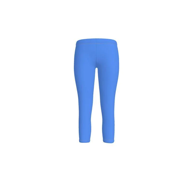 Sechia Cornflower Blue LYCRA® Capri Mid-Rise Leggings Trendy Full-Length Leggings
