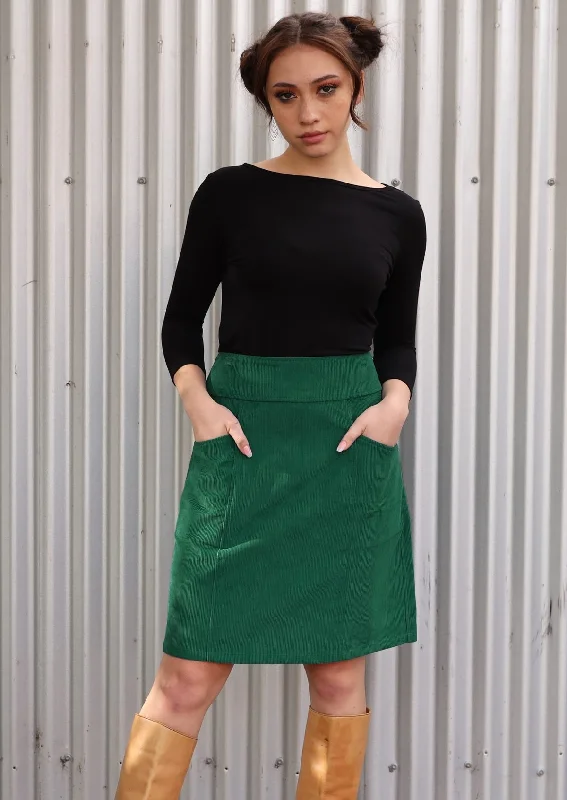 Aalia Corduroy Skirt Hunter Green cashmere skirt fine