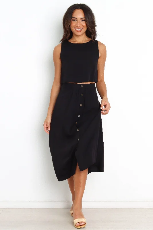 Ava Skirt - Black chiffon skirt airy