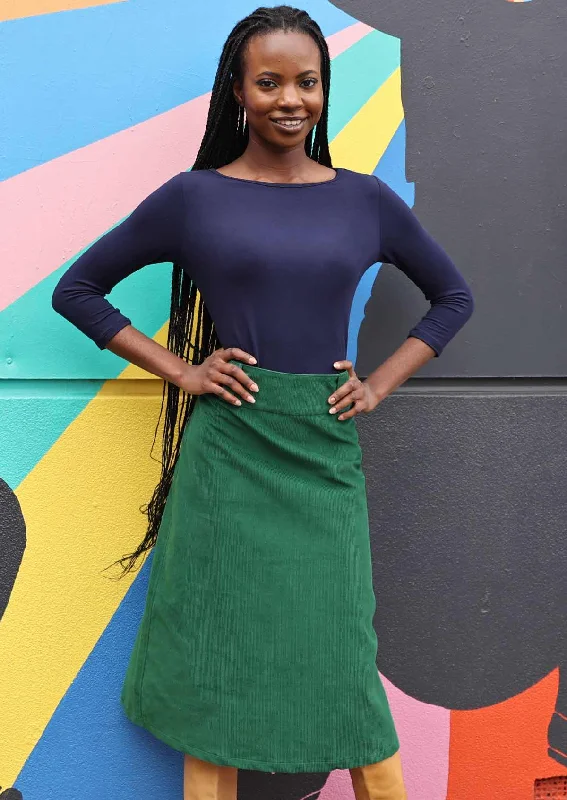 Belt Loop Corduroy Skirt Hunter Green high waist skirt