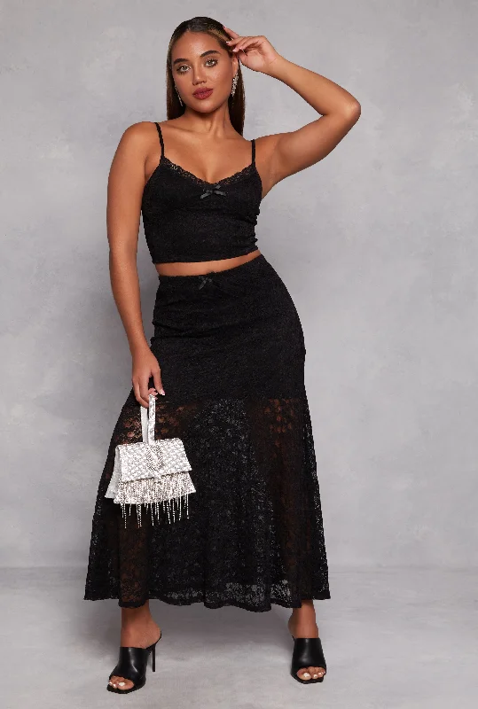 Almost Famous Floral Lace Maxi Skirt wool skirt sturdy
