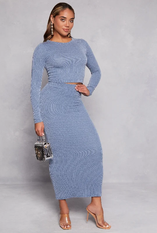 Almost Famous Ribbed Knit Maxi Skirt belted skirt waist