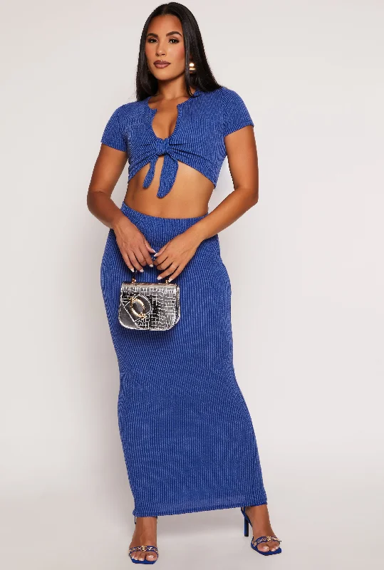 Ribbed High Waist Maxi Pencil Skirt cotton skirt soft