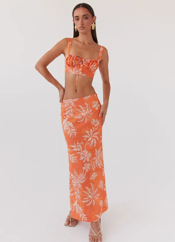 Born For Bordeaux Linen Skirt - Tropic Sunset lace skirt intricate