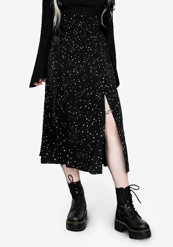 Celestial Midaxi Skirt denim skirt trendy