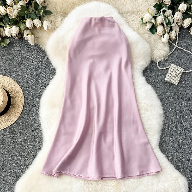 Cest Elegant Satin Skirt in Blush wrap skirt elegant