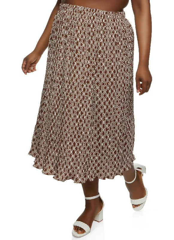 Plus Size Printed Maxi Skirt denim skirt classic