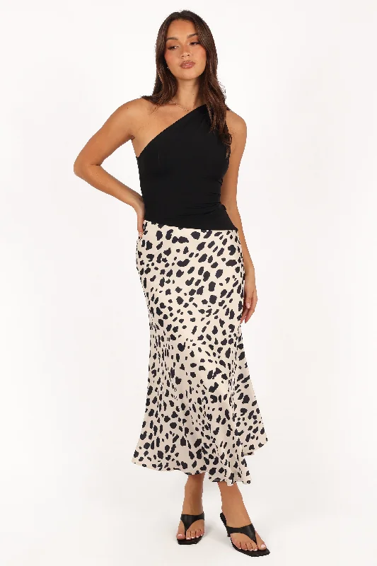 Eliza Midi Skirt - Animal ruffled skirt detail