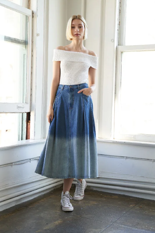 STATE OF MIND DENIM MIDI SKIRT tiered skirt playful