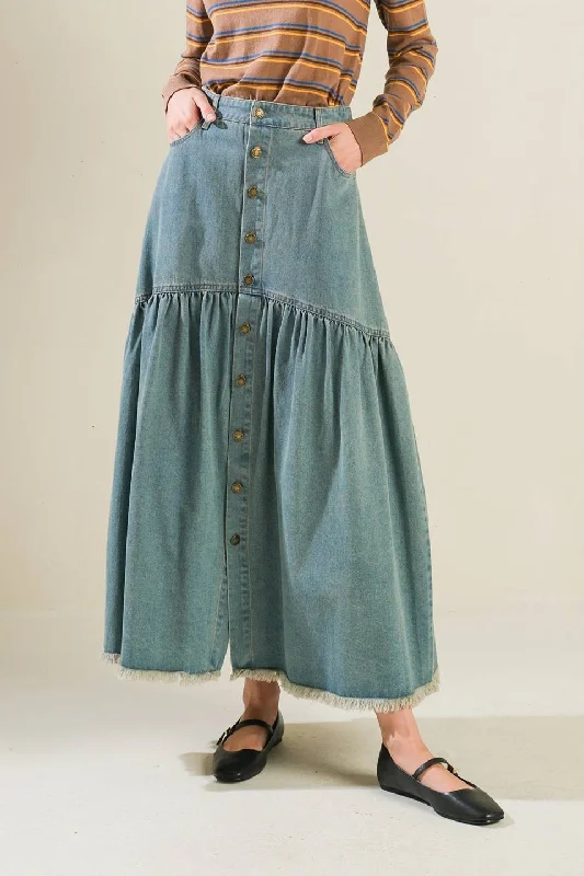 INTRICATE CHARM DENIM MIDI SKIRT corduroy skirt textured
