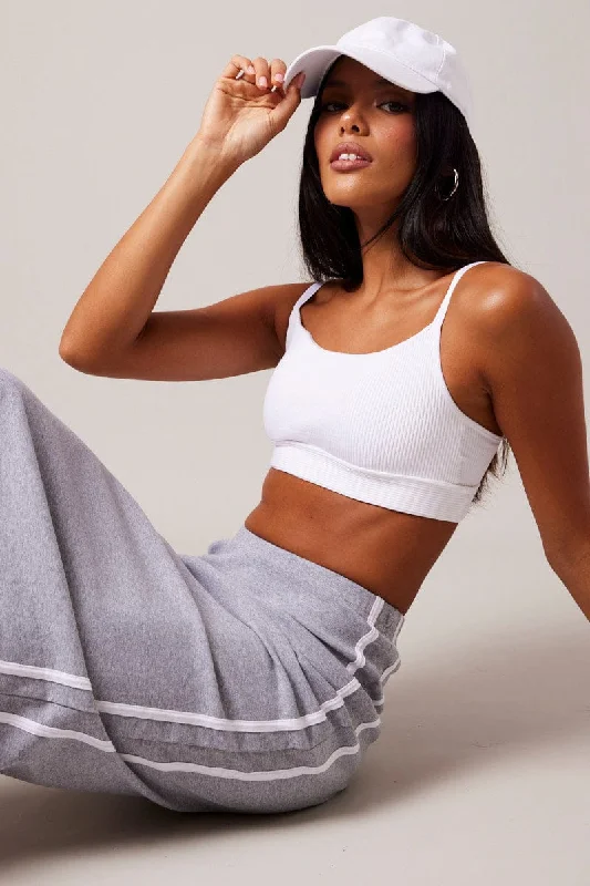 Grey Midi Skirt Side Stripe leather skirt sleek