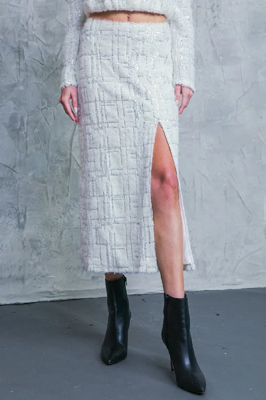 MADE YOU MY WORLD WOVEN MIDI SKIRT asymmetrical skirt cut
