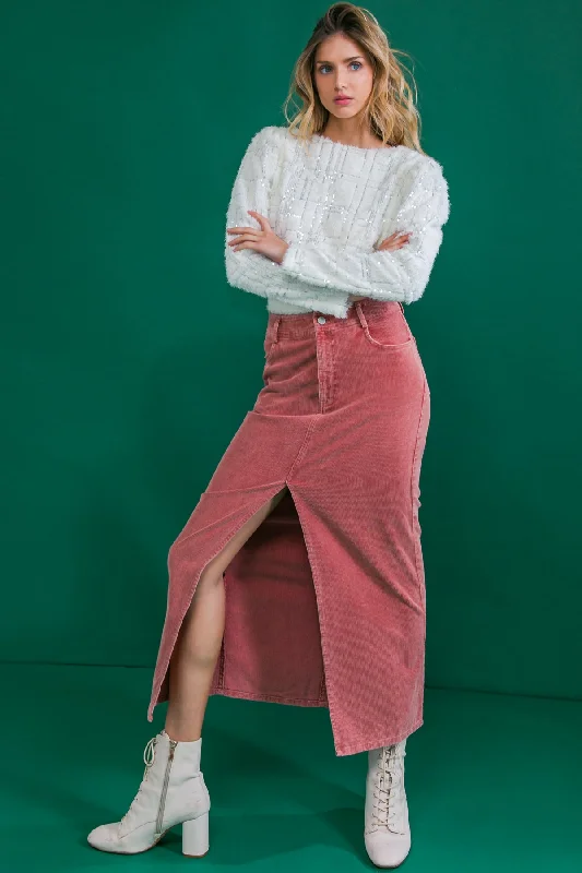 PERFECT PICK CORDUROY MIDI SKIRT maxi skirt elegant