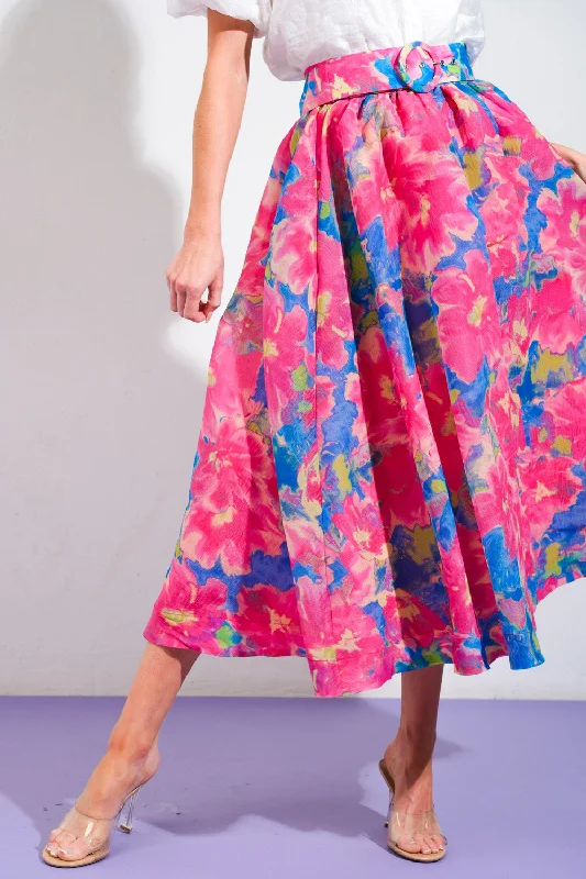 SWEET VISION WOVEN MIDI SKIRT linen skirt relaxed