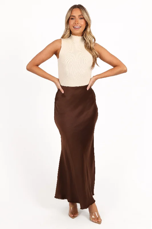 Kora Midi Skirt - Brown velvet skirt luxury