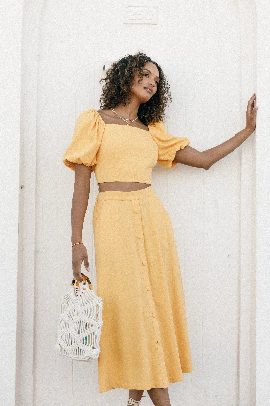 Mave Midi Skirt - Sunflower corduroy skirt cozy