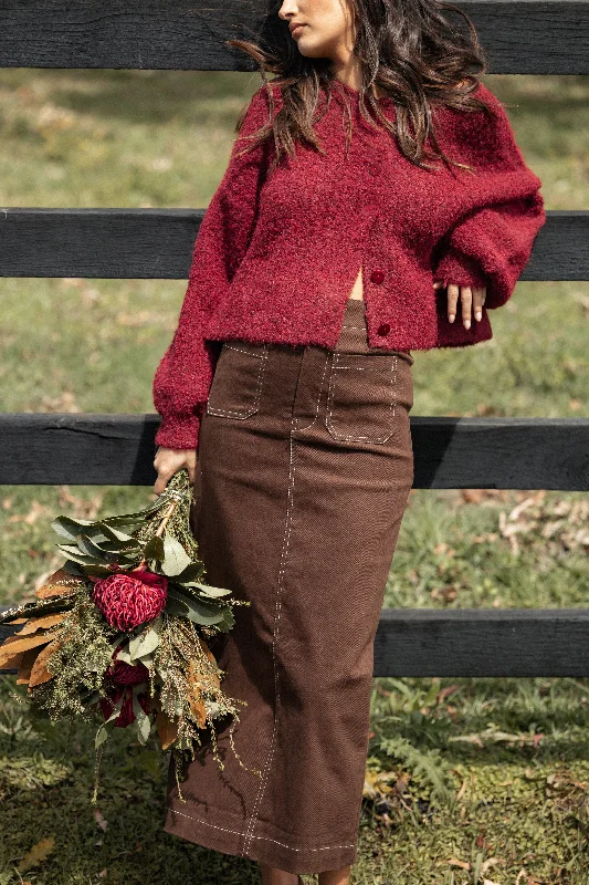 Nikko Midi Skirt - Chocolate Brown modal blend skirt