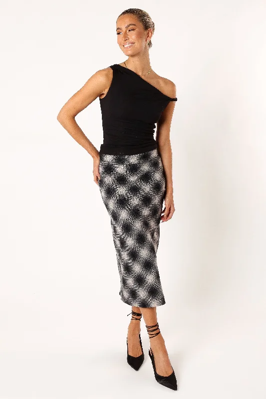 Ursula Plaid Skirt - Charcoal corduroy skirt durable