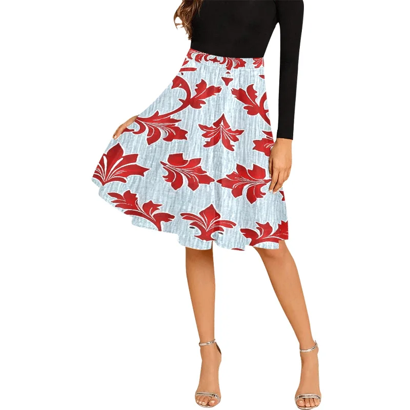 Women's Pleated Midi Skirt (Model D15) tulle skirt dreamy