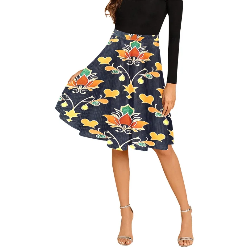 Women's Pleated Midi Skirt (Model D15) pleated skirt texture