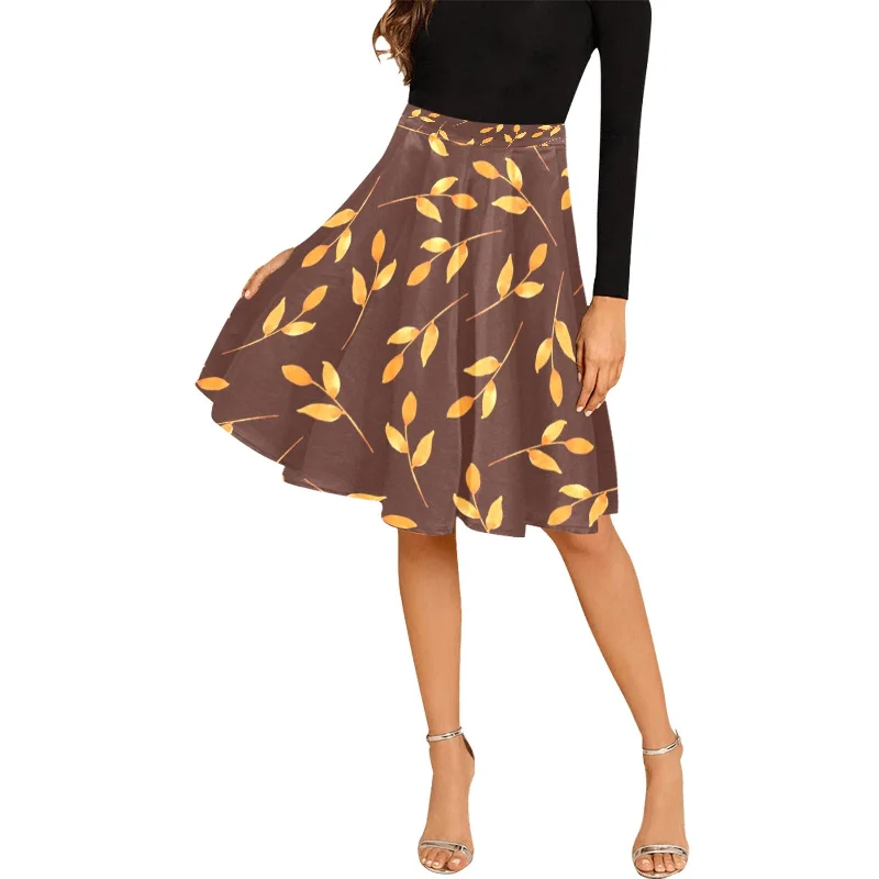 Women's Pleated Midi Skirt (Model D15) slim fit skirt